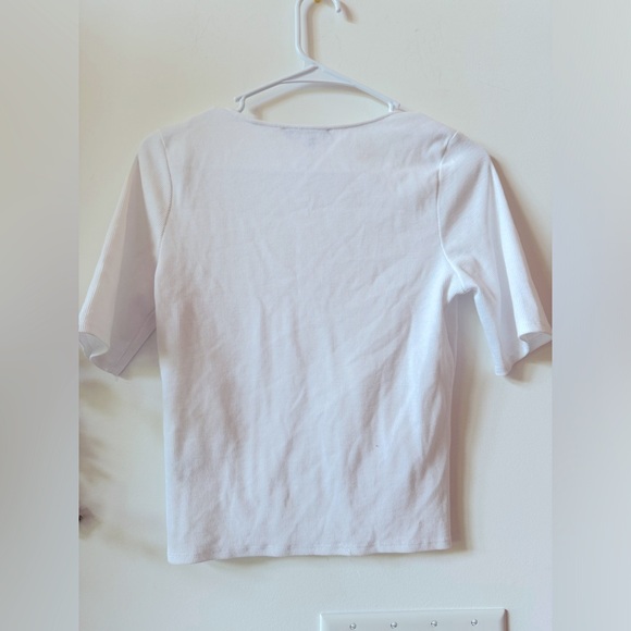 Junior Mixed Thread Adjustable front crop cinch white short sleeve shirt Large - Picture 2 of 5